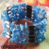 36inch Blue Turquoise Stone Chip Magnetic Wrap Bracelet Necklace All in One Set